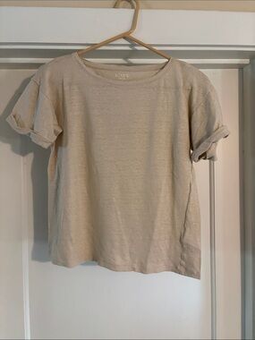 J. Crew Linen Short Sleeve Tee in Light Beige